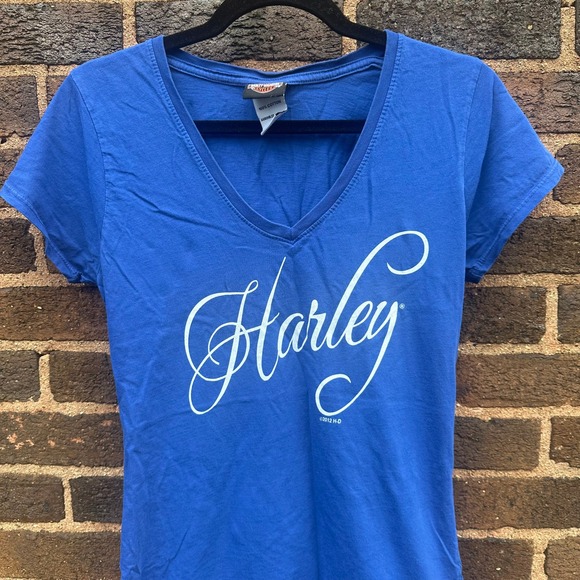 Harley-Davidson Tops - Harley-Davidson Women's Medium Blue V-Neck T-Shirt Barb's Philadelphia PA
